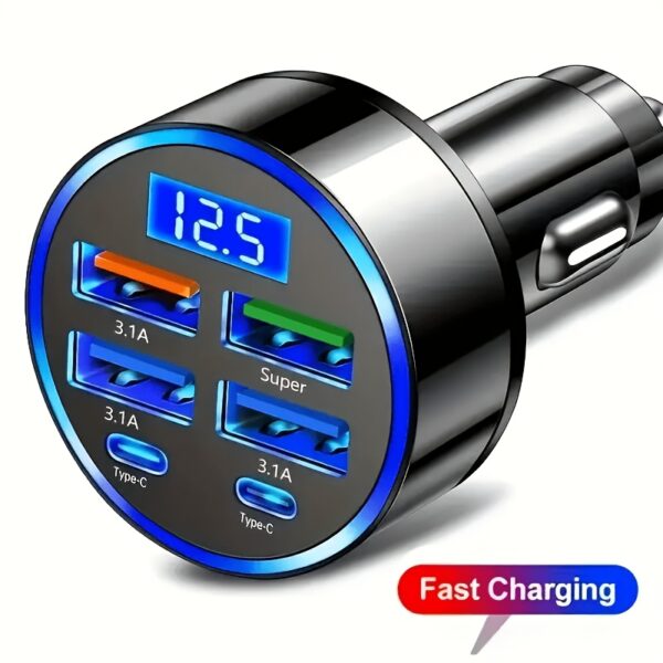 [Fast Charging PD QC3.0] 2PD 4USB Car Charger With Fast Charging PD QC3.0, 30 Minutes Full 60% - Universal, Stable And Fast Charging For Multiple Devices, Car Phone Charger, Car Charging Station | Modern Charging Station | Durable Charging Station, Without Battery