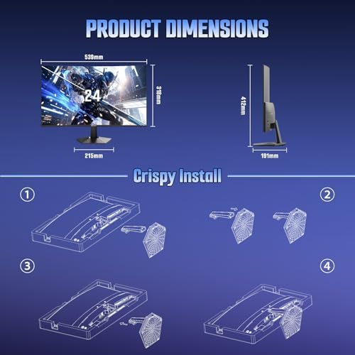 SANSUI 24 Inch Curved 160Hz Gaming Monitor,1500R Curved Gaming Monitor FHD 1080P Computer Monitor,MPRT 1ms Fast VA Display,Freesync,HDR,3000:1, HDMI2.0,DP1.4, VESA Support(ES-G24C1L HDMI Cable Incl.) : Industrial & Scientific - Image 9