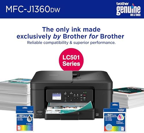 Brother Work Smart 1360 Wireless Color Inkjet All-in-One Printer with Automatic Duplex Printing and 1.8” Color Display | Includes Refresh Subscription Trial(1) (MFC-J1360DW) (Uses LC501 Series Inks) : Office Products - Image 2