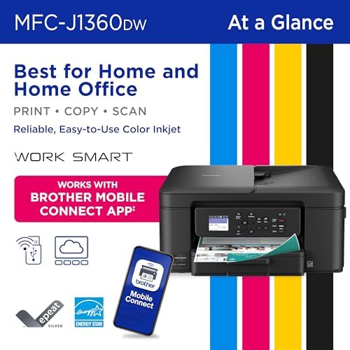 Brother Work Smart 1360 Wireless Color Inkjet All-in-One Printer with Automatic Duplex Printing and 1.8” Color Display | Includes Refresh Subscription Trial(1) (MFC-J1360DW) (Uses LC501 Series Inks) : Office Products - Image 3