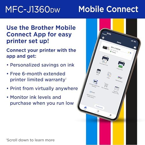 Brother Work Smart 1360 Wireless Color Inkjet All-in-One Printer with Automatic Duplex Printing and 1.8” Color Display | Includes Refresh Subscription Trial(1) (MFC-J1360DW) (Uses LC501 Series Inks) : Office Products - Image 5