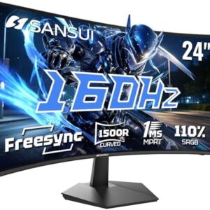SANSUI 24 Inch Curved 160Hz Gaming Monitor,1500R Curved Gaming Monitor FHD 1080P Computer Monitor,MPRT 1ms Fast VA Display,Freesync,HDR,3000:1, HDMI2.0,DP1.4, VESA Support(ES-G24C1L HDMI Cable Incl.) : Industrial & Scientific