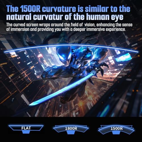 SANSUI 24 Inch Curved 160Hz Gaming Monitor,1500R Curved Gaming Monitor FHD 1080P Computer Monitor,MPRT 1ms Fast VA Display,Freesync,HDR,3000:1, HDMI2.0,DP1.4, VESA Support(ES-G24C1L HDMI Cable Incl.) : Industrial & Scientific - Image 7