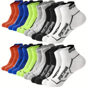 [12-Pair Men's Socks] 12-Pair Men's Short Socks, Athletic Mesh Running Socks, Sweat-Absorbing Low-Cut Casual Socks, All-Season Socks, Sweat-Resistant