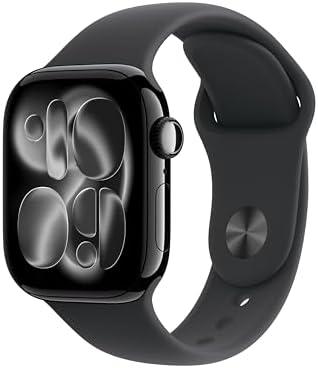 Apple Watch Series 11 [GPS 42mm] Smartwatch with Jet Black Aluminum Case with Black Sport Band - S/M. Sleep Score, Fitness Tracker, Health Monitoring, Always-On Display, Water Resistant : Electronics