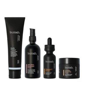 Buttah Skin Supreme Kit for Melanin Rich Skin | CocoShea Revitalizing Cream 2 oz | Vitamin C Serum 1 oz | Cleanser 3.4 oz | Rosewater Toner 3.4 oz | Black Owned Skincare : Beauty & Personal Care