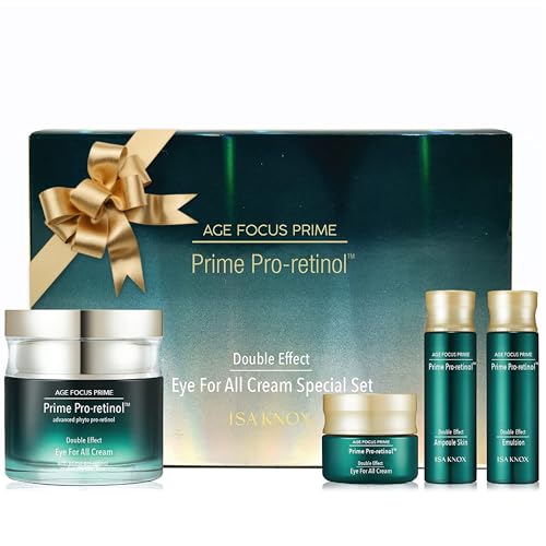 Isa Knox Age Focus Prime Eye For All Cream Gift Set - Firming & Hydration Face and Neck Care - Full Size Eye Cream + Travel Size Toner, Emulsion & Cream - Daytime Retinol, Korean Skin Care : Beauty & Personal Care