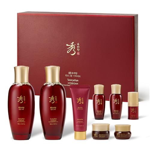 Sooryehan Hyobidam Fermented Skincare Gift Set with Wild Ginseng - Premium Korean Anti-Aging Skin Care Kit for Intense Hydration, 13.53 fl oz (Full Size Toner & Emulsion + Mini Cream, Eye Cream, Mask) : Beauty & Personal Care