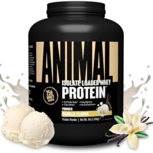 Animal Whey Isolate Protein Powder - Loaded for Pre & Post Workout Muscle Builder and Recovery with Digestive Enzymes for Men & Women - 25g Protein, Great Taste, Low Sugar - Vanilla 4 lbs : Health & Household