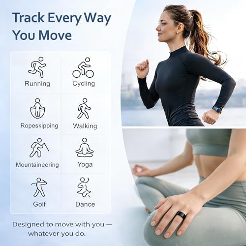Aoyool Smart Ring Health & Fitness Tracker for Men & Women, Heart Rate, SPO₂, Sleep & Activity Monitoring, IP68 Waterproof, Long Battery Life, Family Care Mode, No Subscription Fee (Black, 12) : Sports & Outdoors - Image 7
