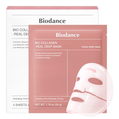 BIODANCE Bio-Collagen Real Deep Mask, Hydrating Overnight Hydrogel Face Mask, Pore Minimizing, Elasticity, Plumping, Travel Essentials & Self Care Gifts for Women, Korean Skin Care | 1.19oz(34g) x 4ea : Beauty & Personal Care