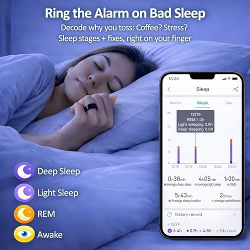 Aoyool Smart Ring Health & Fitness Tracker for Men & Women, Heart Rate, SPO₂, Sleep & Activity Monitoring, IP68 Waterproof, Long Battery Life, Family Care Mode, No Subscription Fee (Black, 12) : Sports & Outdoors - Image 6