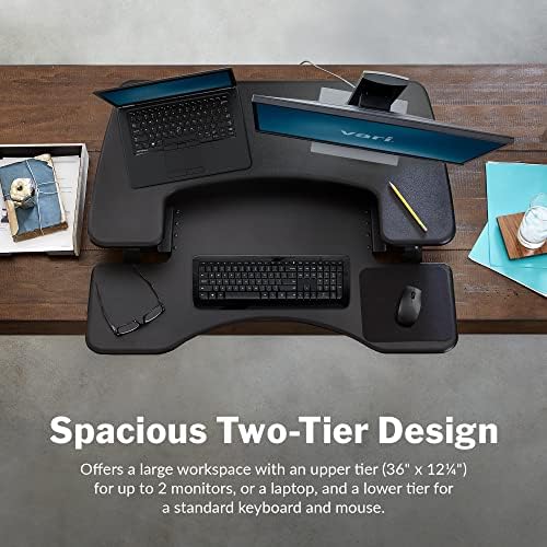 Vari VariDesk Pro Plus 36 - Adjustable Desk Converter with 11 Height Settings - Laptop Sit Stand Desk Riser for Home Office, Table Tops, Workspace - Fully Assembled with Spring Loaded Lift - Black : Pet Supplies - Image 5
