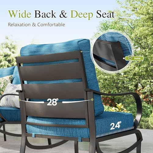 Sophia & William Patio Furniture Sets for 9 with 45" Gas Fire Pit Table Outdoor Conversation Sets, 2xSofa Chairs, 2xSwivel Cushion Chairs, 1x3-Seat Sofa, 2xOttomans for Porch Poolside Peacock Blue : Patio, Lawn & Garden - Image 7