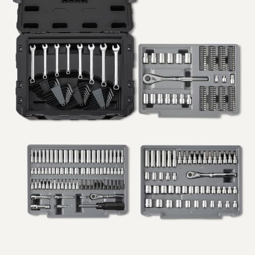 Amazon Basics 287-Piece Mechanic Socket Set with Quick-Release Ratchets, Wrenches, Bits, 1/4" 3/8" 1/2", Metric and SAE, 3-Drawer Case, for Auto and Machine Repairs - - Image 3