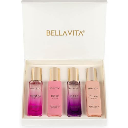 Bellavita Luxury Women's Perfume Gift Set with Rose, Senorita, Date, Glam | Long-lasting women's perfume gift set with Rose, Senorita, Date & Glam Eau de Parfum for every occasion. : Beauty & Personal Care