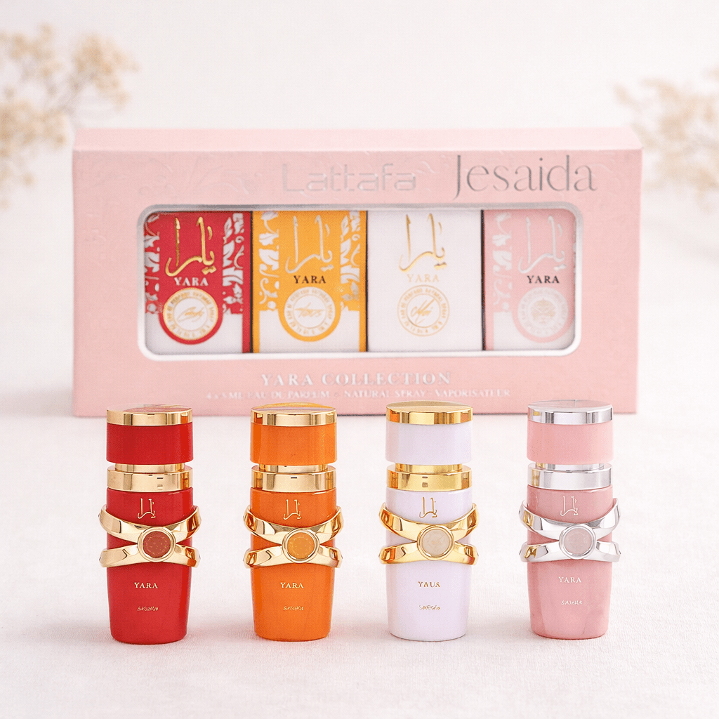 Lattafa Yara Mini Perfume Gift Set for Women – 4 x 5ml (Yara, Yara Moi, Yara Tous, Yara Candy) | Luxury Middle Eastern Fragrance Collection | Travel Size Collector Set